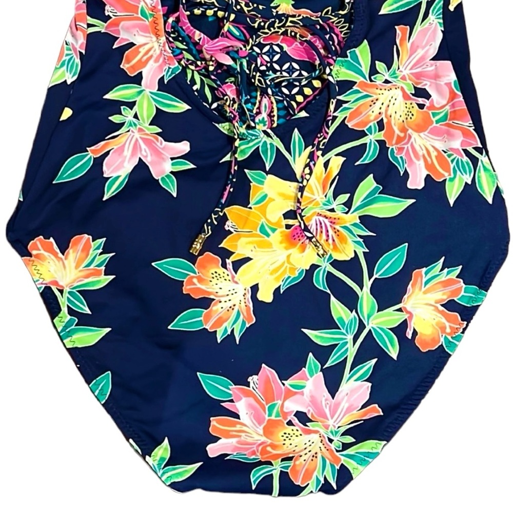 Tommy Bahama Sun Lilies Reversible Lace Back One Piece - Picture 13 of 16
